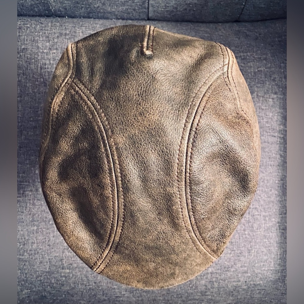 Brown Leather Vintage look Rustic Flat Cap